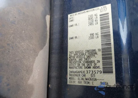 2018 Nissan Maxima 3.5 Sv z USA, uszkodzony, nr VIN 1N4AA6AP6JC373579